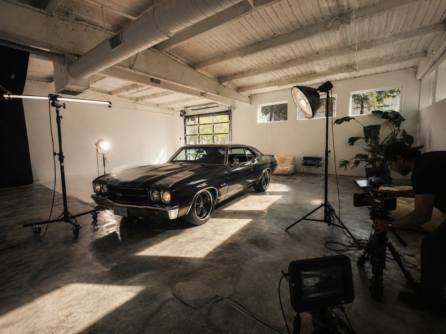 35MM Studio drive-in area with glass garage door